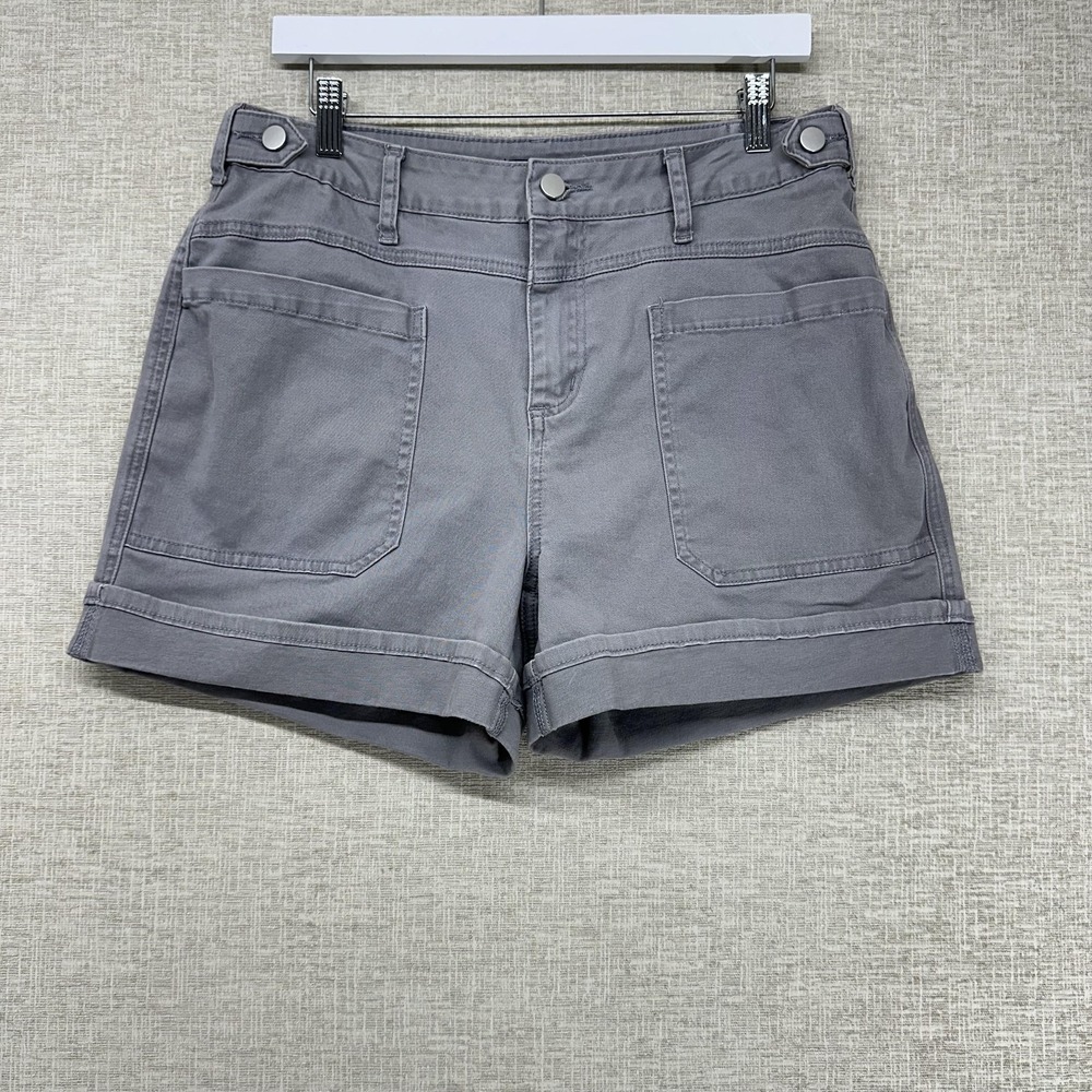 Flamingals Shorts Womens XL Gray‎ Utility Twill Stretch Cuffed Pockets Casual